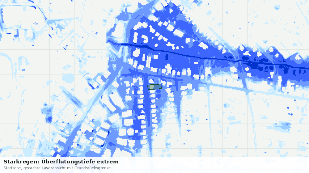 Statische Kartenansicht: Starkregen: Überflutungstiefe extrem