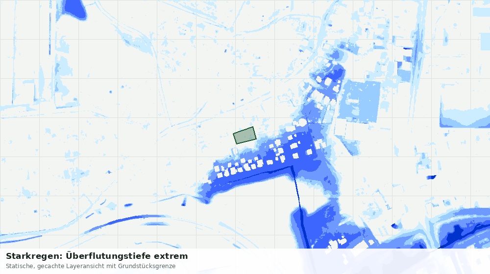 Statische Kartenansicht: Starkregen: Überflutungstiefe extrem