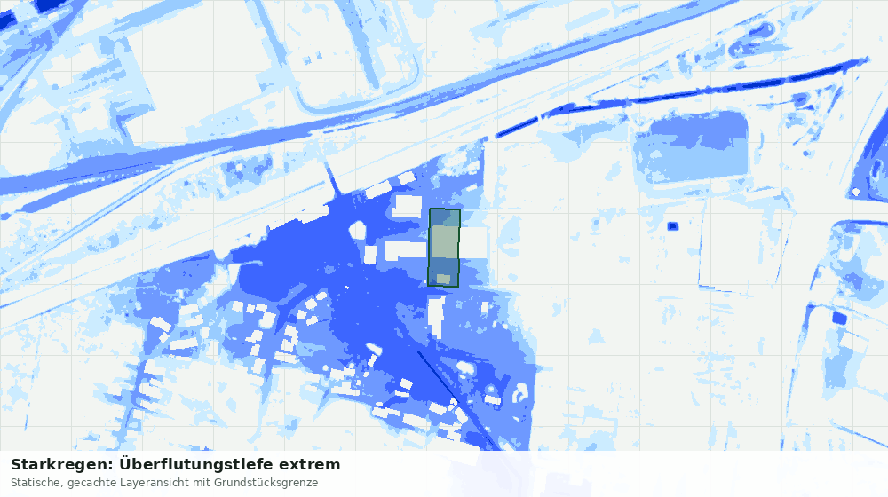 Statische Kartenansicht: Starkregen: Überflutungstiefe extrem