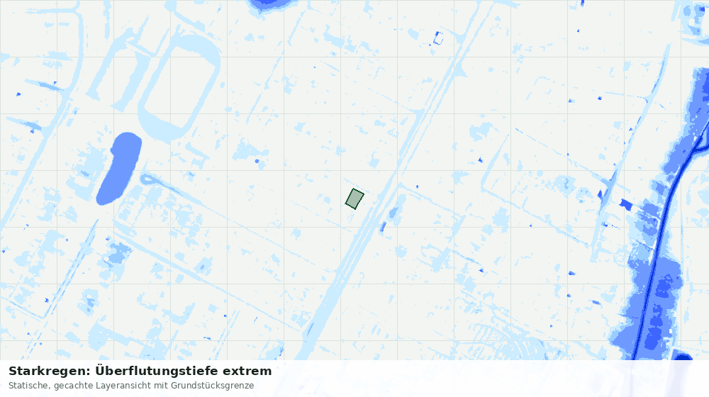 Statische Kartenansicht: Starkregen: Überflutungstiefe extrem