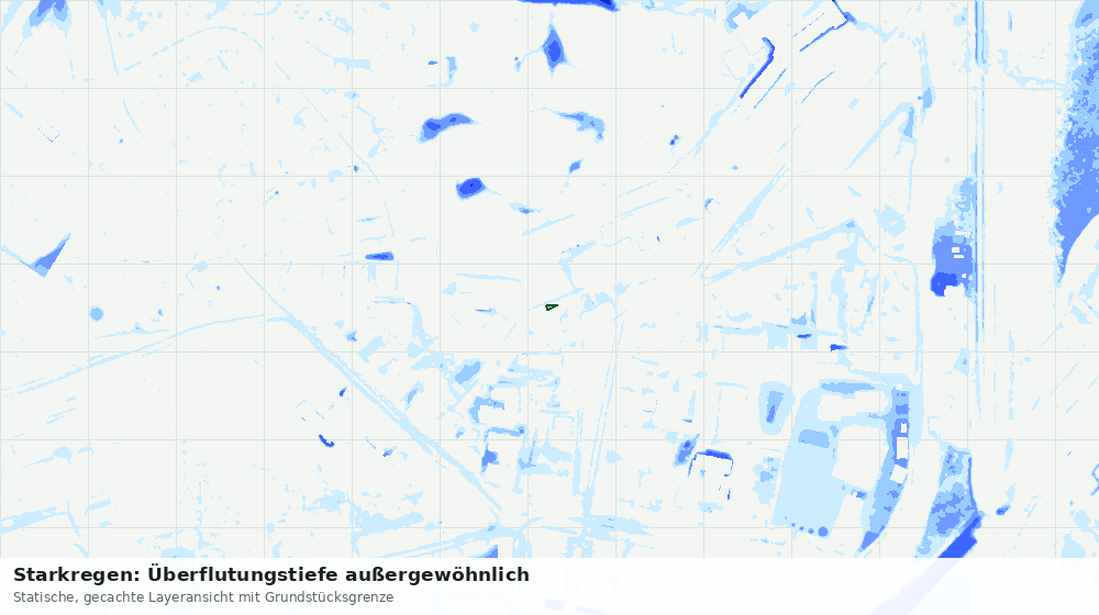 Statische Kartenansicht: Starkregen: Überflutungstiefe außergewöhnlich