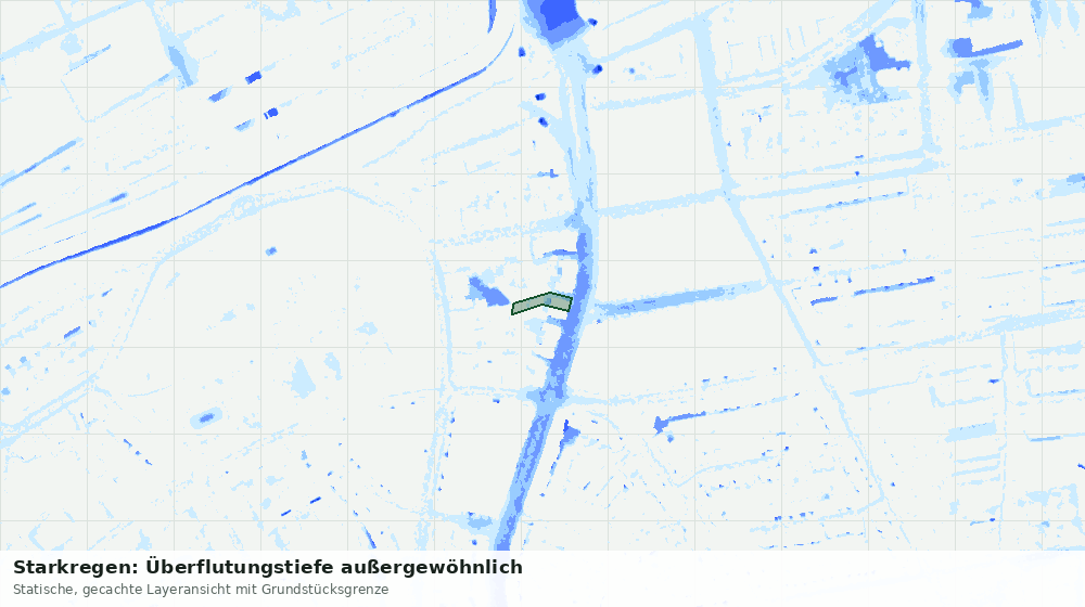 Statische Kartenansicht: Starkregen: Überflutungstiefe außergewöhnlich