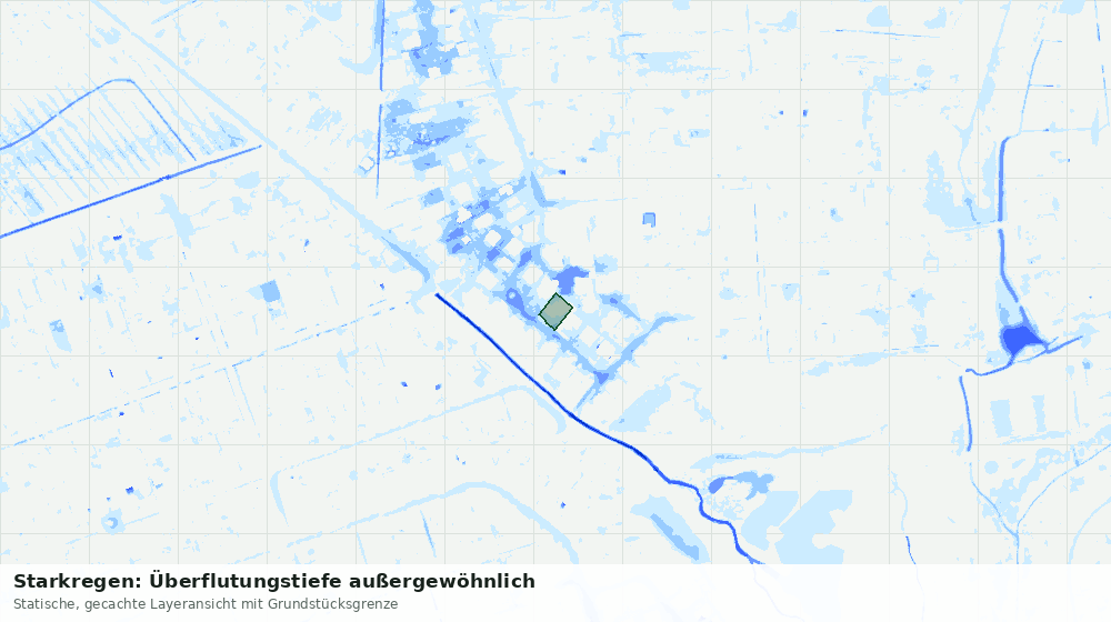 Statische Kartenansicht: Starkregen: Überflutungstiefe außergewöhnlich