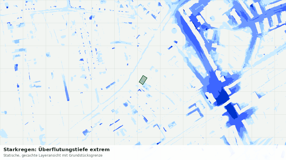 Statische Kartenansicht: Starkregen: Überflutungstiefe extrem