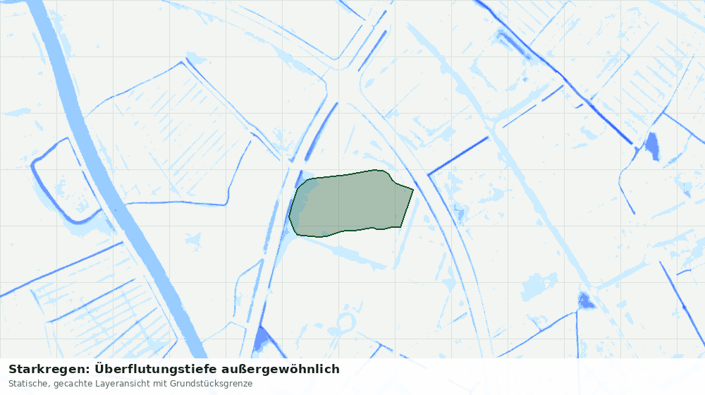 Statische Kartenansicht: Starkregen: Überflutungstiefe außergewöhnlich