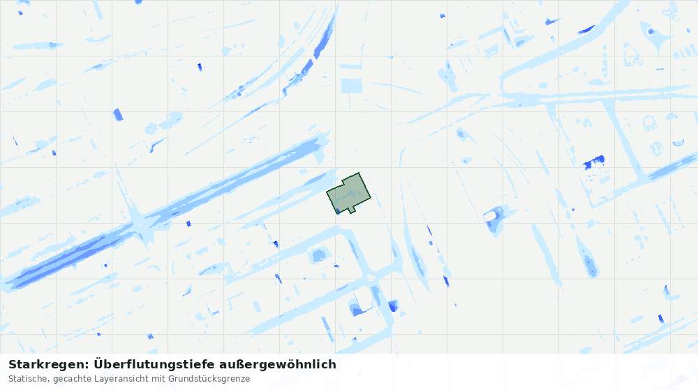 Statische Kartenansicht: Starkregen: Überflutungstiefe außergewöhnlich