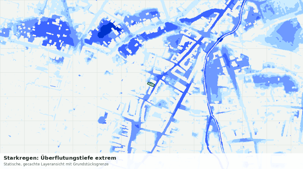 Statische Kartenansicht: Starkregen: Überflutungstiefe extrem