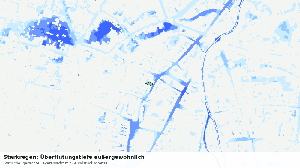 Statische Kartenansicht: Starkregen: Überflutungstiefe außergewöhnlich