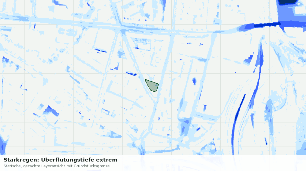Statische Kartenansicht: Starkregen: Überflutungstiefe extrem