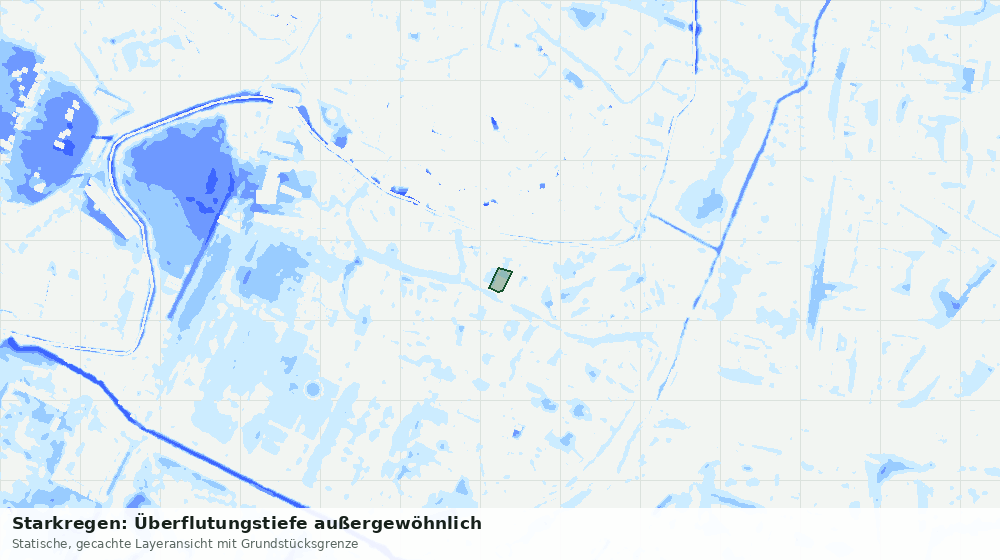 Statische Kartenansicht: Starkregen: Überflutungstiefe außergewöhnlich