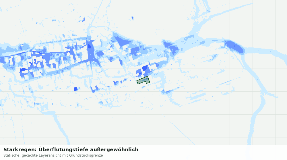 Statische Kartenansicht: Starkregen: Überflutungstiefe außergewöhnlich