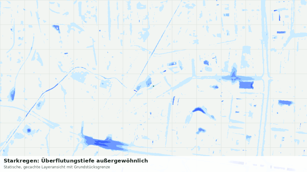 Statische Kartenansicht: Starkregen: Überflutungstiefe außergewöhnlich