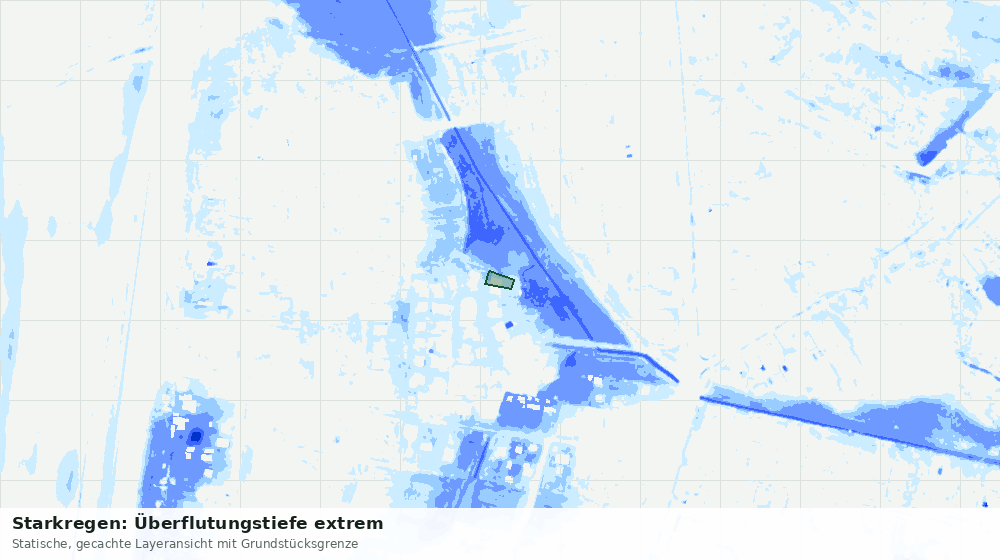 Statische Kartenansicht: Starkregen: Überflutungstiefe extrem