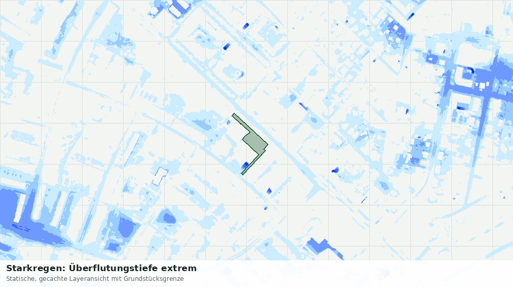 Statische Kartenansicht: Starkregen: Überflutungstiefe extrem