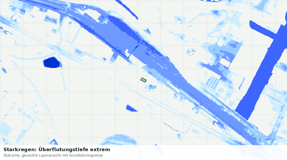 Statische Kartenansicht: Starkregen: Überflutungstiefe extrem