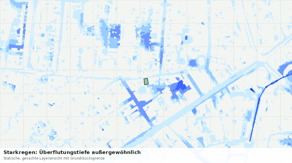 Statische Kartenansicht: Starkregen: Überflutungstiefe außergewöhnlich
