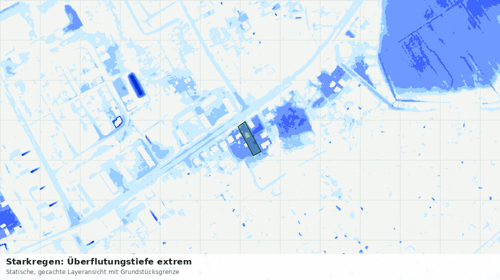 Statische Kartenansicht: Starkregen: Überflutungstiefe extrem