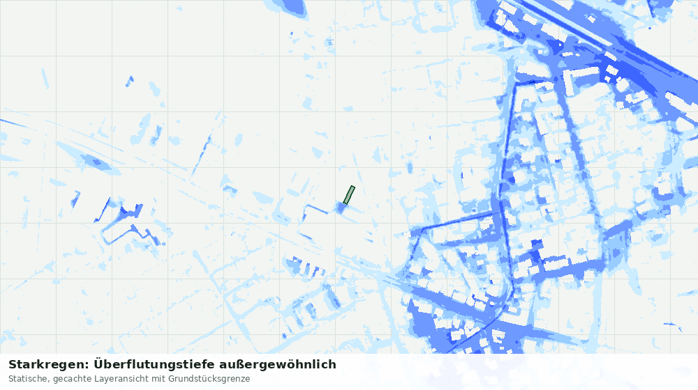 Statische Kartenansicht: Starkregen: Überflutungstiefe außergewöhnlich
