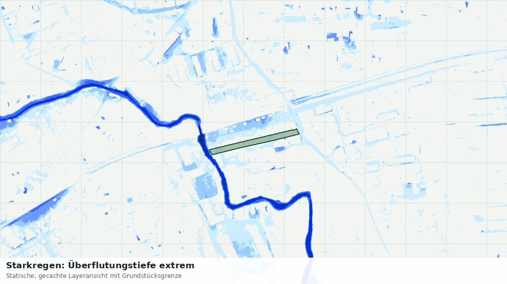 Statische Kartenansicht: Starkregen: Überflutungstiefe extrem