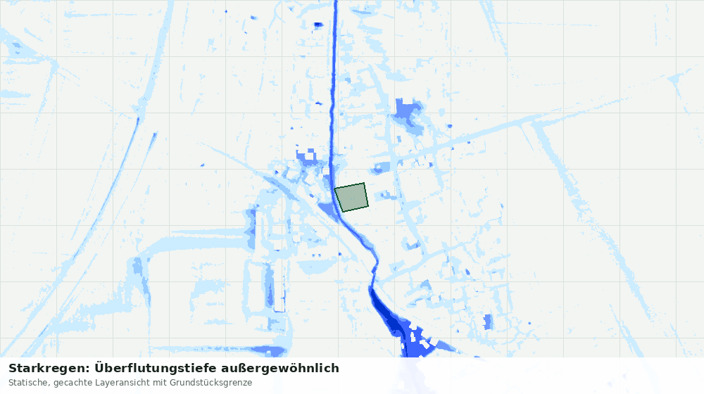 Statische Kartenansicht: Starkregen: Überflutungstiefe außergewöhnlich