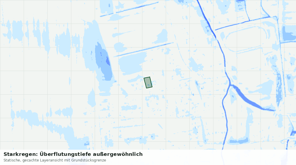 Statische Kartenansicht: Starkregen: Überflutungstiefe außergewöhnlich