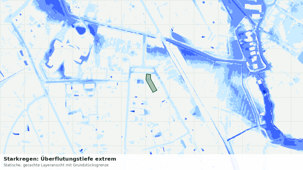 Statische Kartenansicht: Starkregen: Überflutungstiefe extrem