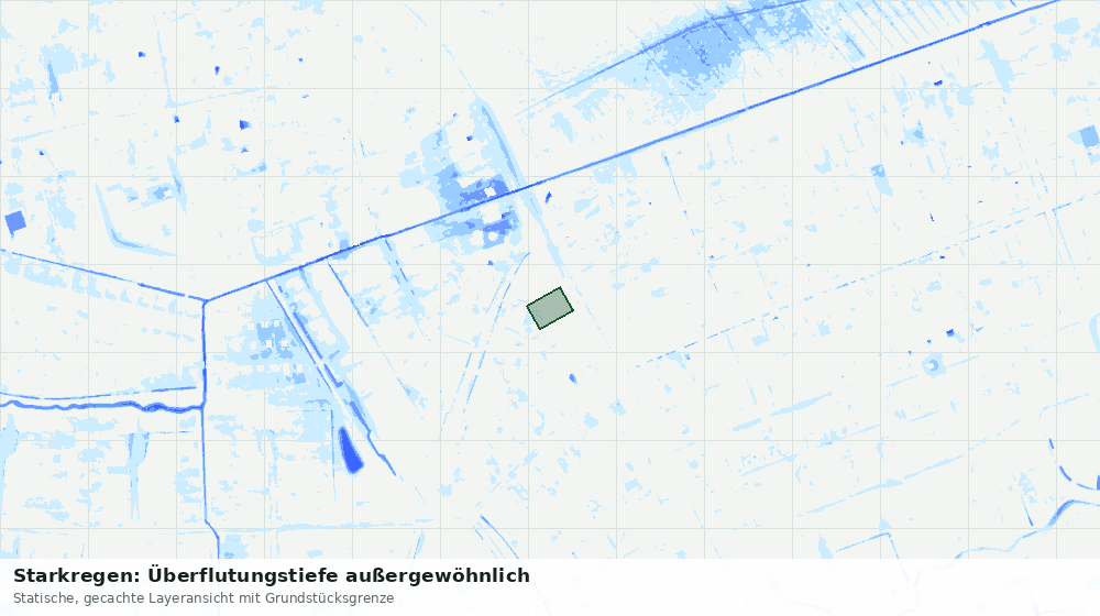Statische Kartenansicht: Starkregen: Überflutungstiefe außergewöhnlich