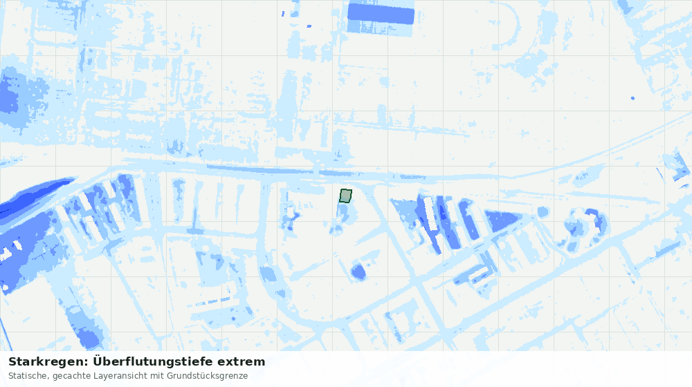 Statische Kartenansicht: Starkregen: Überflutungstiefe extrem