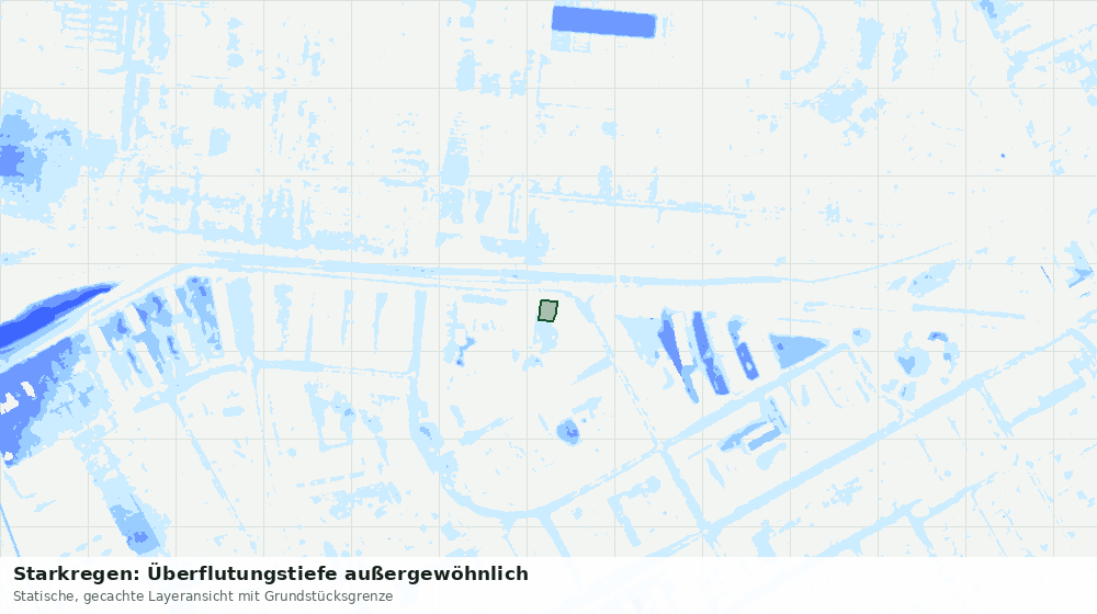 Statische Kartenansicht: Starkregen: Überflutungstiefe außergewöhnlich