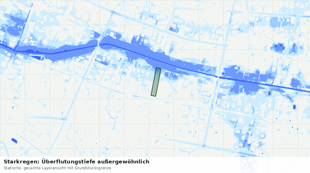 Statische Kartenansicht: Starkregen: Überflutungstiefe außergewöhnlich