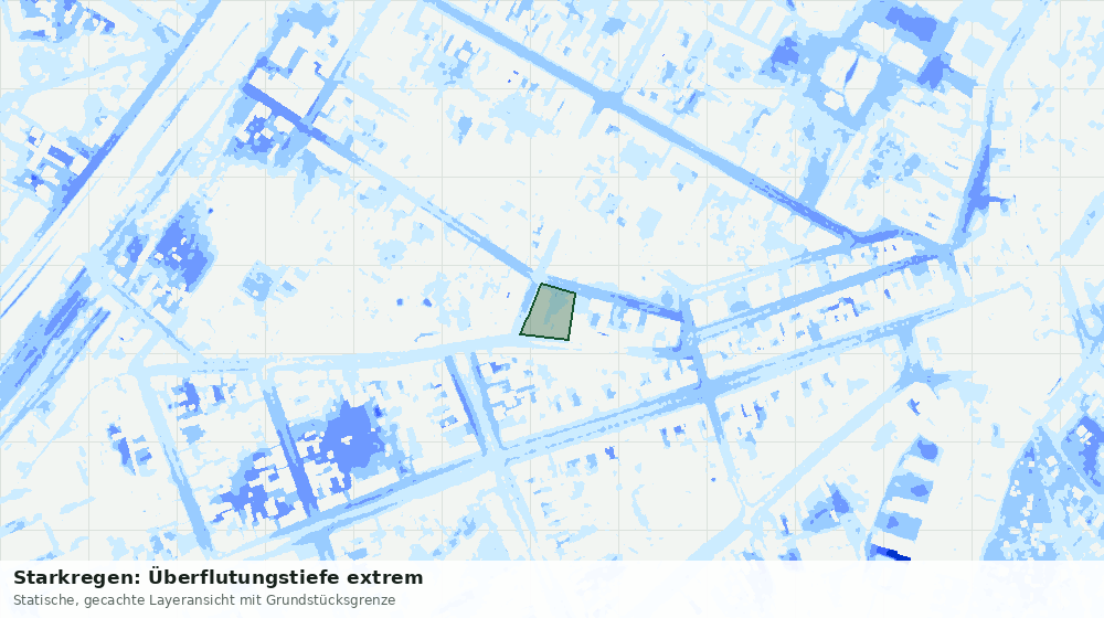 Statische Kartenansicht: Starkregen: Überflutungstiefe extrem