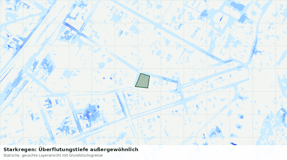 Statische Kartenansicht: Starkregen: Überflutungstiefe außergewöhnlich
