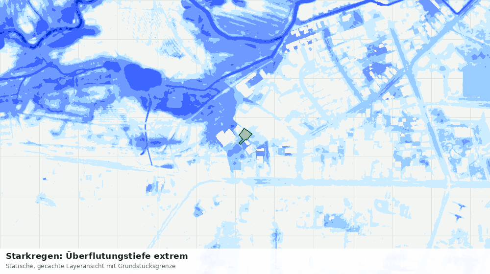 Statische Kartenansicht: Starkregen: Überflutungstiefe extrem
