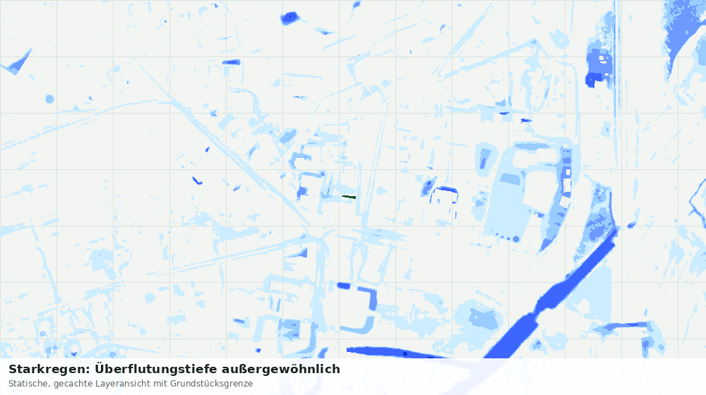 Statische Kartenansicht: Starkregen: Überflutungstiefe außergewöhnlich