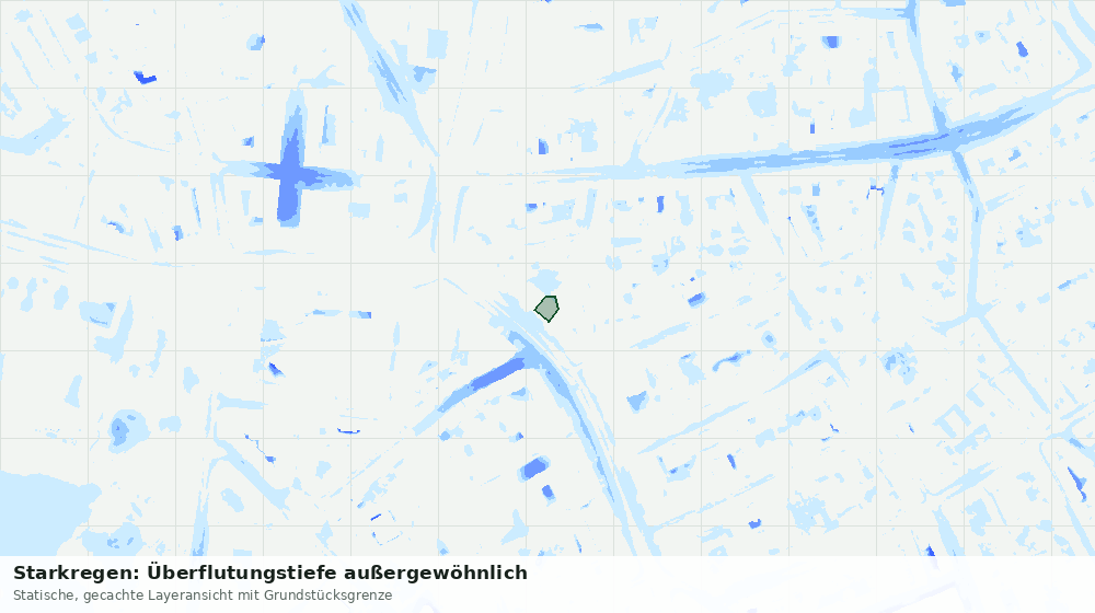 Statische Kartenansicht: Starkregen: Überflutungstiefe außergewöhnlich
