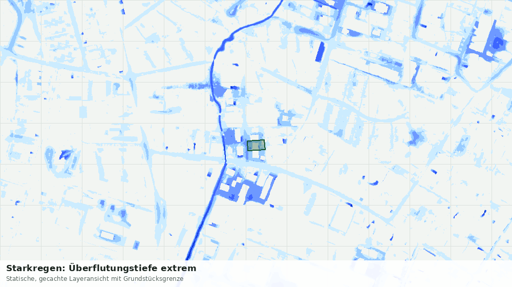 Statische Kartenansicht: Starkregen: Überflutungstiefe extrem