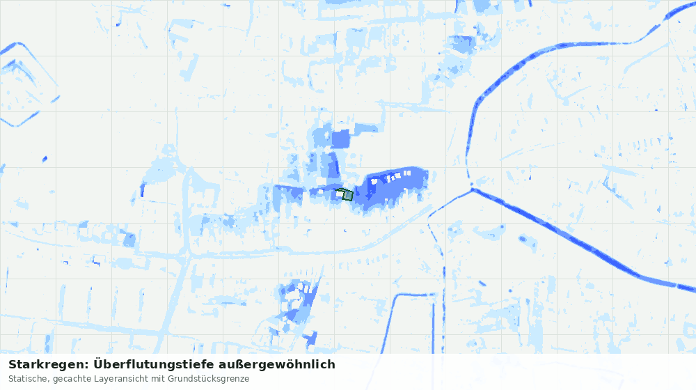 Statische Kartenansicht: Starkregen: Überflutungstiefe außergewöhnlich
