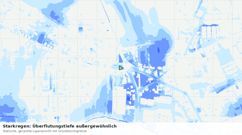 Statische Kartenansicht: Starkregen: Überflutungstiefe außergewöhnlich