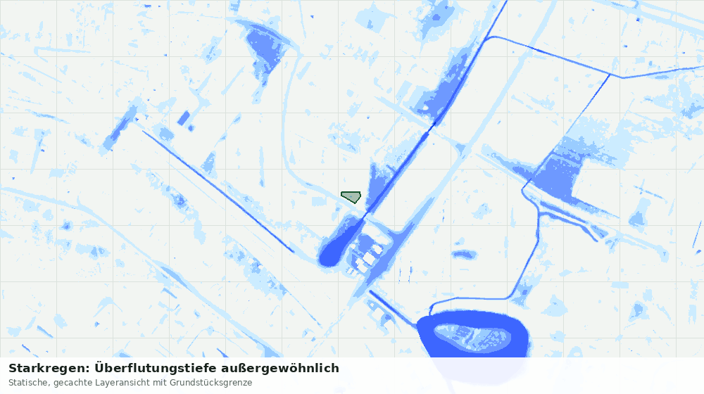 Statische Kartenansicht: Starkregen: Überflutungstiefe außergewöhnlich