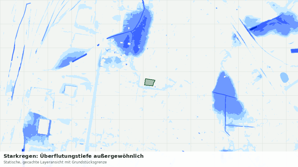 Statische Kartenansicht: Starkregen: Überflutungstiefe außergewöhnlich