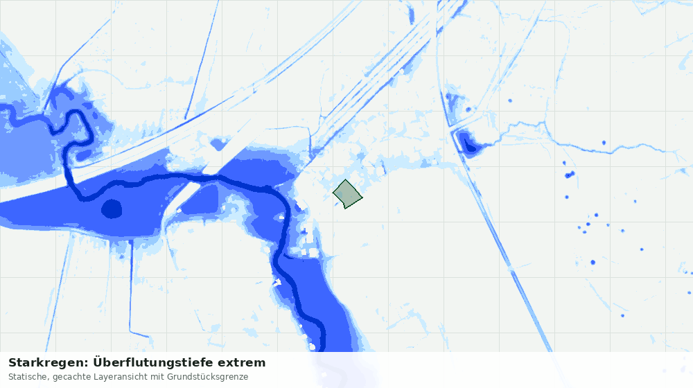 Statische Kartenansicht: Starkregen: Überflutungstiefe extrem