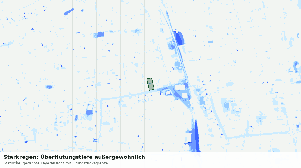 Statische Kartenansicht: Starkregen: Überflutungstiefe außergewöhnlich