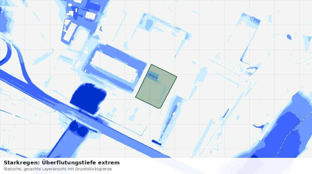 Statische Kartenansicht: Starkregen: Überflutungstiefe extrem