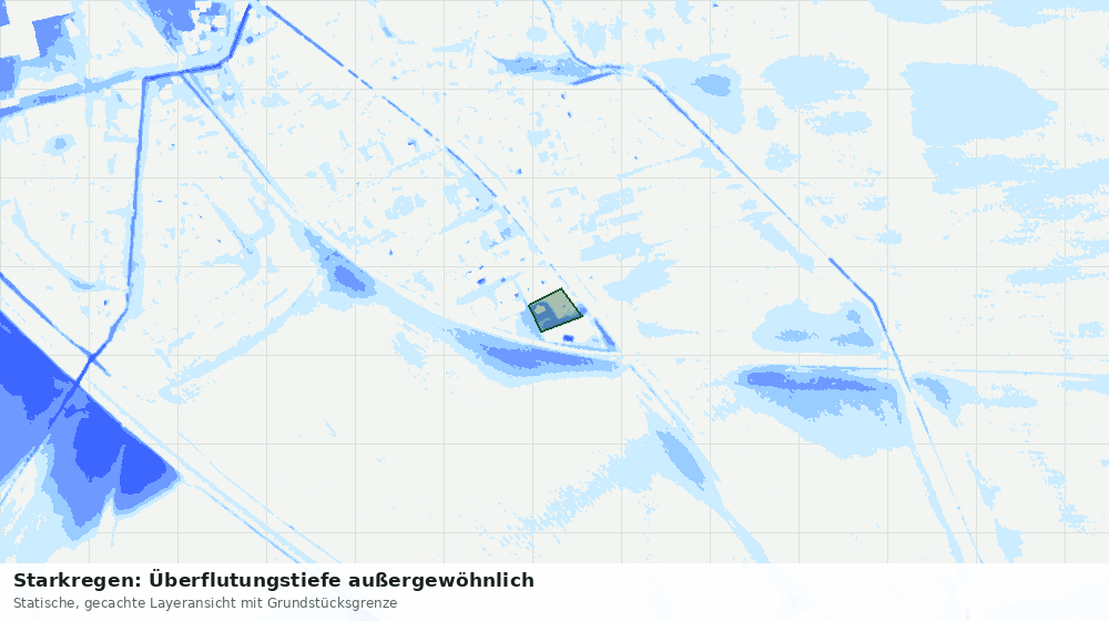 Statische Kartenansicht: Starkregen: Überflutungstiefe außergewöhnlich