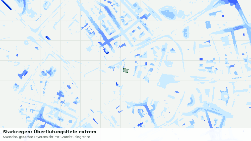 Statische Kartenansicht: Starkregen: Überflutungstiefe extrem