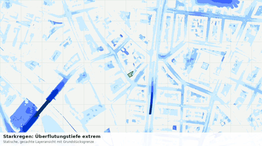 Statische Kartenansicht: Starkregen: Überflutungstiefe extrem