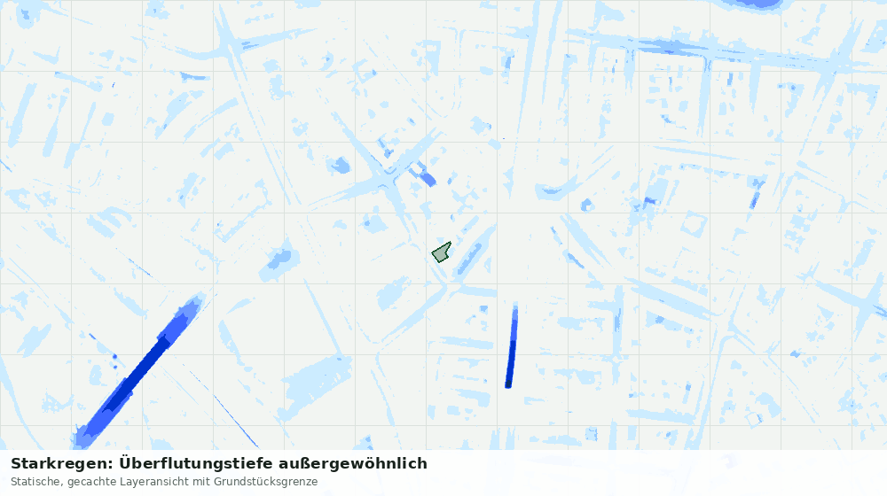 Statische Kartenansicht: Starkregen: Überflutungstiefe außergewöhnlich