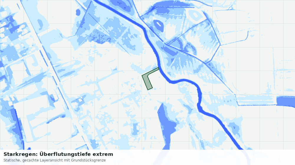 Statische Kartenansicht: Starkregen: Überflutungstiefe extrem
