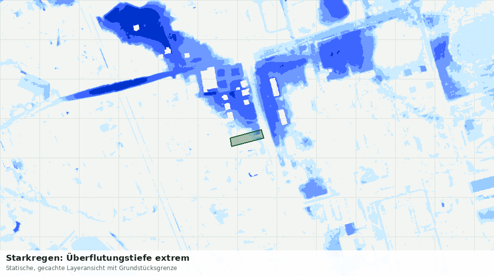 Statische Kartenansicht: Starkregen: Überflutungstiefe extrem