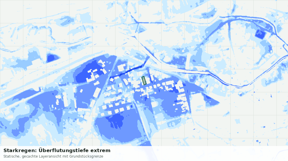 Statische Kartenansicht: Starkregen: Überflutungstiefe extrem